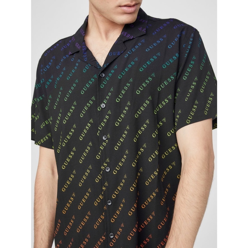 New GUESS Rustie Rainbow Plain (JBLK)SZ XL - Picture 1 of 7